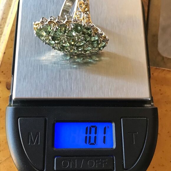 Natural Green Apatite Cocktail Ring Size 6.75 - Picture 8 of 8